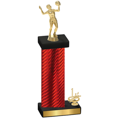 Accented Single Red Carbon Fiber First Place Volleyball Trophy