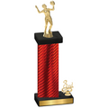 Accented Single Red Carbon Fiber Third Place Volleyball Trophy