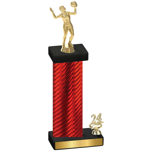 Accented Single Red Carbon Fiber Year Volleyball Trophy