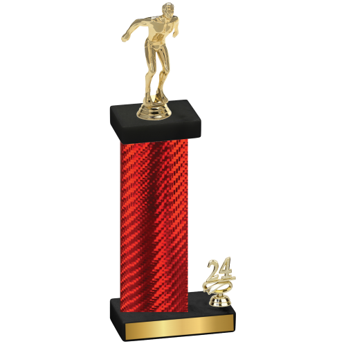 Accented Single Red Carbon Fiber Year Swimming Trophy