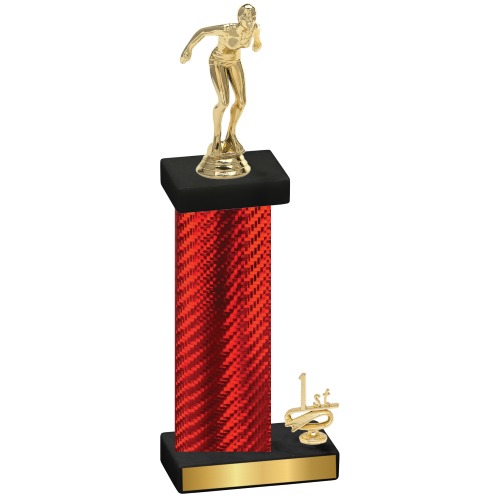 Accented Single Red Carbon Fiber First Place Tennis Trophy