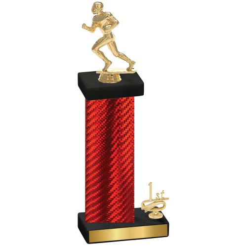 Accented Single Red Carbon Fiber First Place Football Trophy