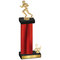 Accented Single Red Carbon Fiber Second Place Football Trophy