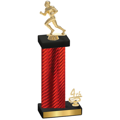 Accented Single Red Carbon Fiber Fourth Place Football Trophy