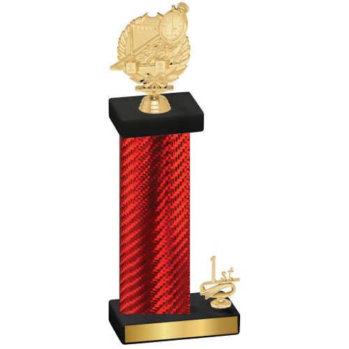 Accented Single Red Carbon Fiber First Place Swimming Trophy