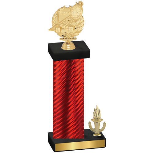 Accented Single Red Carbon Fiber Victory Swimming Trophy