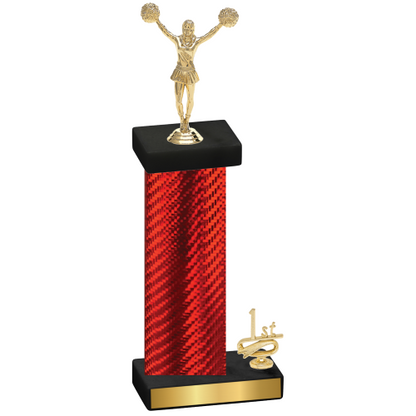 Accented Single Red Carbon Fiber First Place Cheerleading Trophy