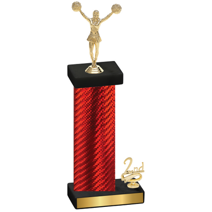 Accented Single Red Carbon Fiber Second Place Cheerleading Trophy