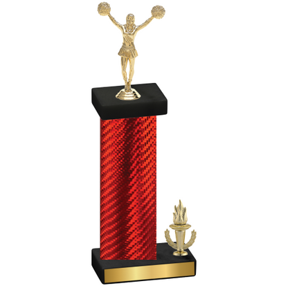 Accented Single Red Carbon Fiber Victory Cheerleading Trophy