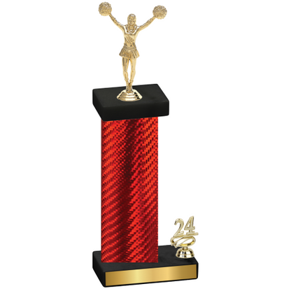 Accented Single Red Carbon Fiber Year Cheerleading Trophy