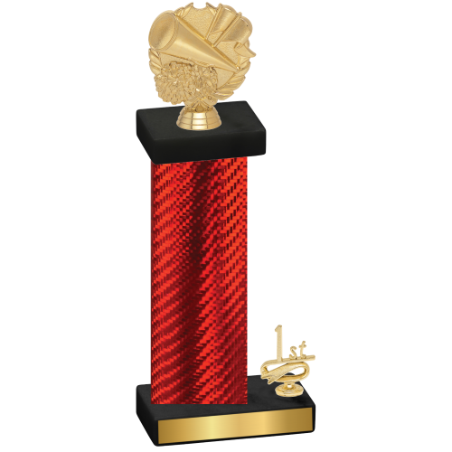 Accented Single Red Carbon Fiber First Place Cheerleading Trophy