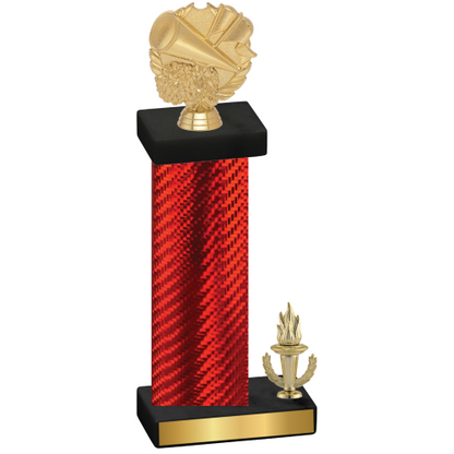 Accented Single Red Carbon Fiber Victory Cheerleading Trophy