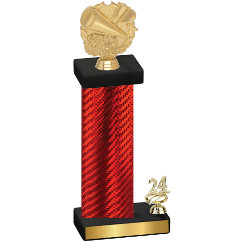 Accented Single Red Carbon Fiber Year Cheerleading Trophy