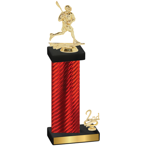 Accented Single Red Carbon Fiber Second Place Lacrosse Trophy