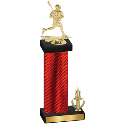 Accented Single Red Carbon Fiber Victory Lacrosse Trophy