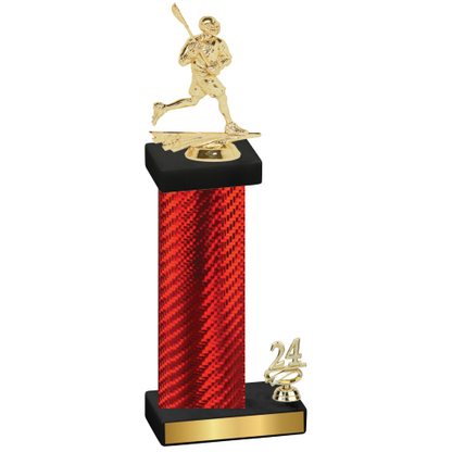 Accented Single Red Carbon Fiber Year Lacrosse Trophy