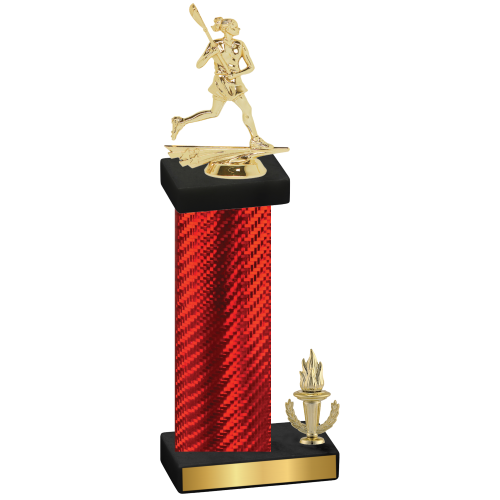 Accented Single Red Carbon Fiber Victory Lacrosse Trophy