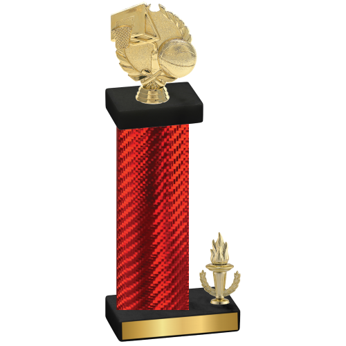 Accented Single Red Carbon Fiber Victory Basketball Trophy