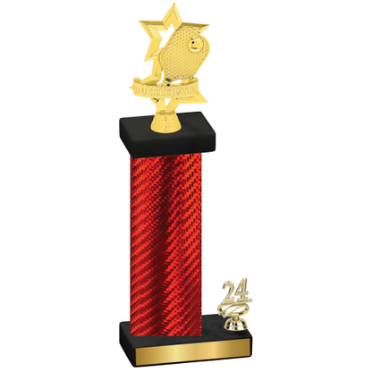 Accented Single Red Carbon Fiber Year Pickleball Trophy