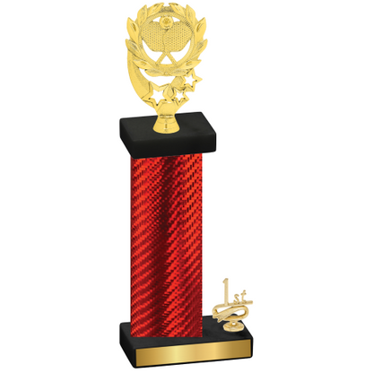 Accented Single Red Carbon Fiber First Place Pickleball Trophy