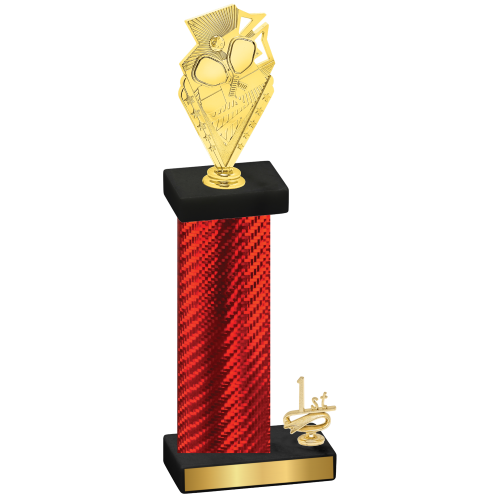 Accented Single Red Carbon Fiber First Place Pickleball Trophy