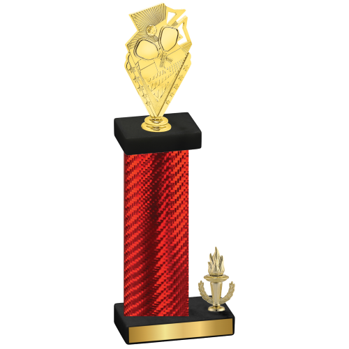 Accented Single Red Carbon Fiber Victory Pickleball Trophy