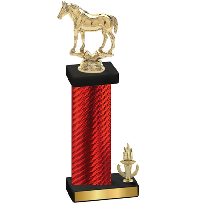 Accented Single Red Carbon Fiber Victory Horses Trophy