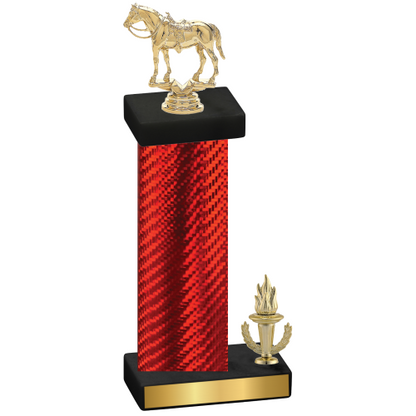 Accented Single Red Carbon Fiber Victory Horses Trophy