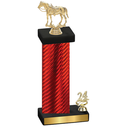 Accented Single Red Carbon Fiber Year Horses Trophy