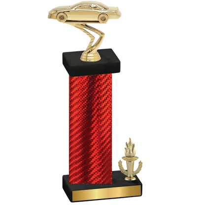 Accented Single Red Carbon Fiber Victory Cars Trophy