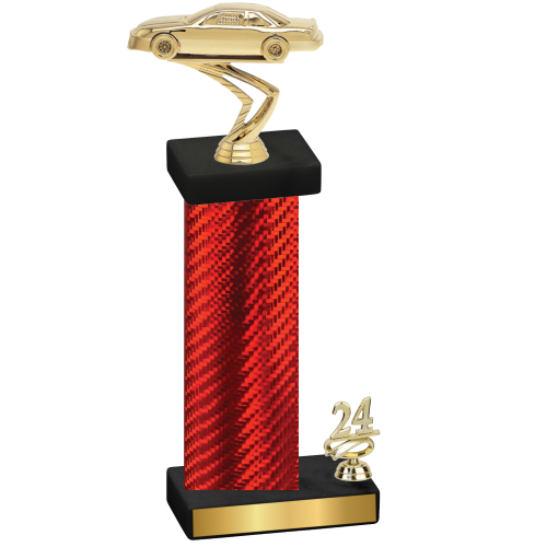 Accented Single Red Carbon Fiber Year Cars Trophy