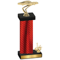Accented Single Red Carbon Fiber First Place Cars Trophy