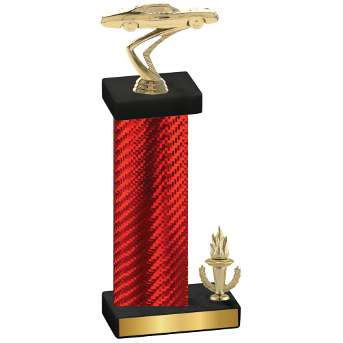 Accented Single Red Carbon Fiber Victory Cars Trophy