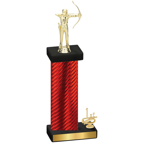 Accented Single Red Carbon Fiber First Place Archery Trophy