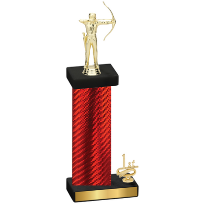 Accented Single Red Carbon Fiber First Place Archery Trophy