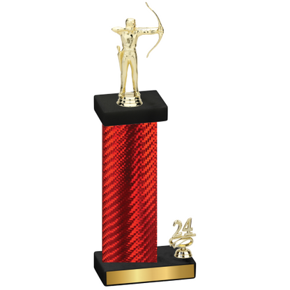 Accented Single Red Carbon Fiber Year Archery Trophy