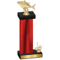 Accented Single Red Carbon Fiber First Place Fishing Trophy