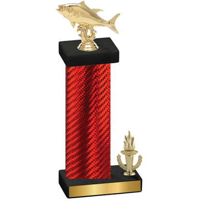 Accented Single Red Carbon Fiber Victory Fishing Trophy