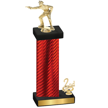 Accented Single Red Carbon Fiber Second Place Shooter Trophy