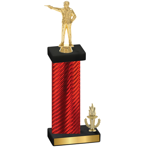 Accented Single Red Carbon Fiber Victory Shooter Trophy