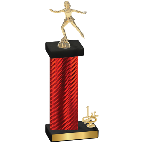 Accented Single Red Carbon Fiber First Place Skater Trophy