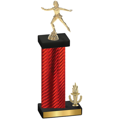 Accented Single Red Carbon Fiber Victory Skater Trophy