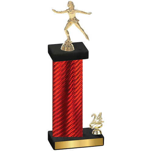 Accented Single Red Carbon Fiber Year Skater Trophy