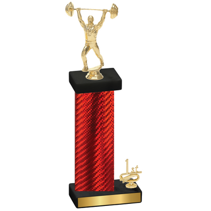 Accented Single Red Carbon Fiber First Place Weights Trophy