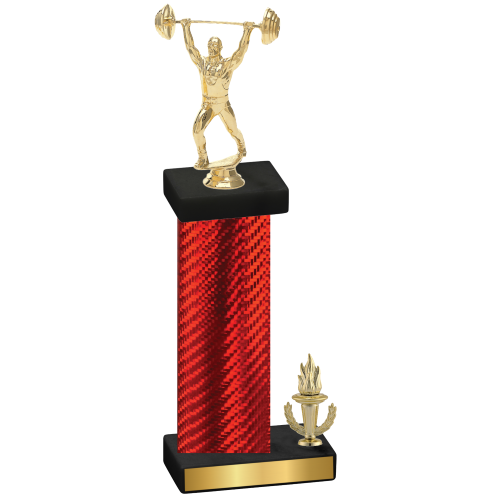 Accented Single Red Carbon Fiber Victory Weights Trophy