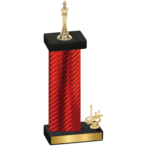 Accented Single Red Carbon Fiber First Place Chess Trophy