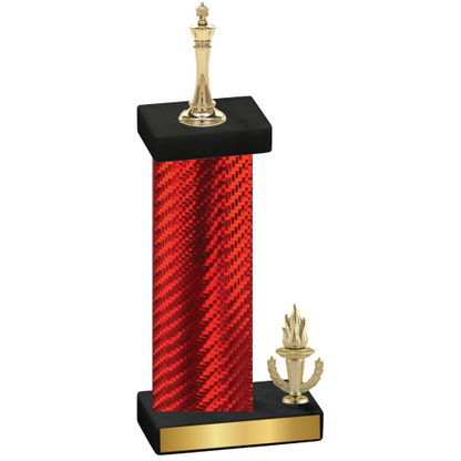 Accented Single Red Carbon Fiber Victory Chess Trophy