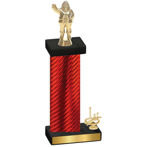 Accented Single Red Carbon Fiber First Place Holiday Trophy