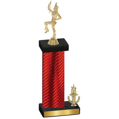 Accented Single Red Carbon Fiber Victory Majorette Trophy