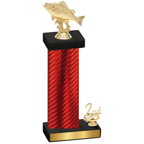 Accented Single Red Carbon Fiber Second Place Fishing Trophy